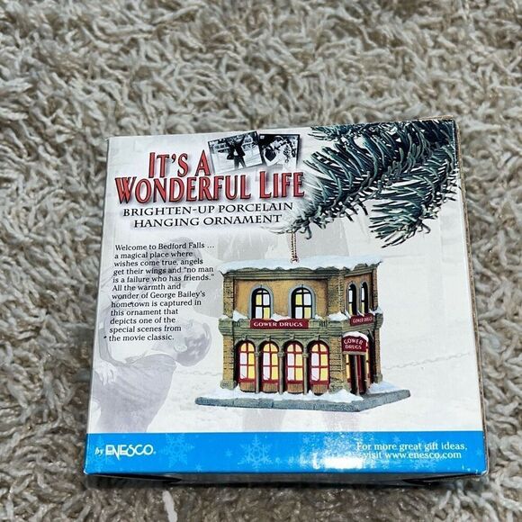 It’s A Wonderful Life Gower Drugs Enesco Brighten Up Porcelain Ornament 2002 - Picture 3 of 16